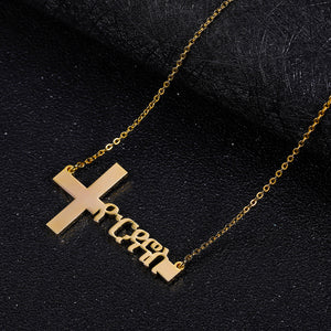 Personalized Amharic Cross Necklace