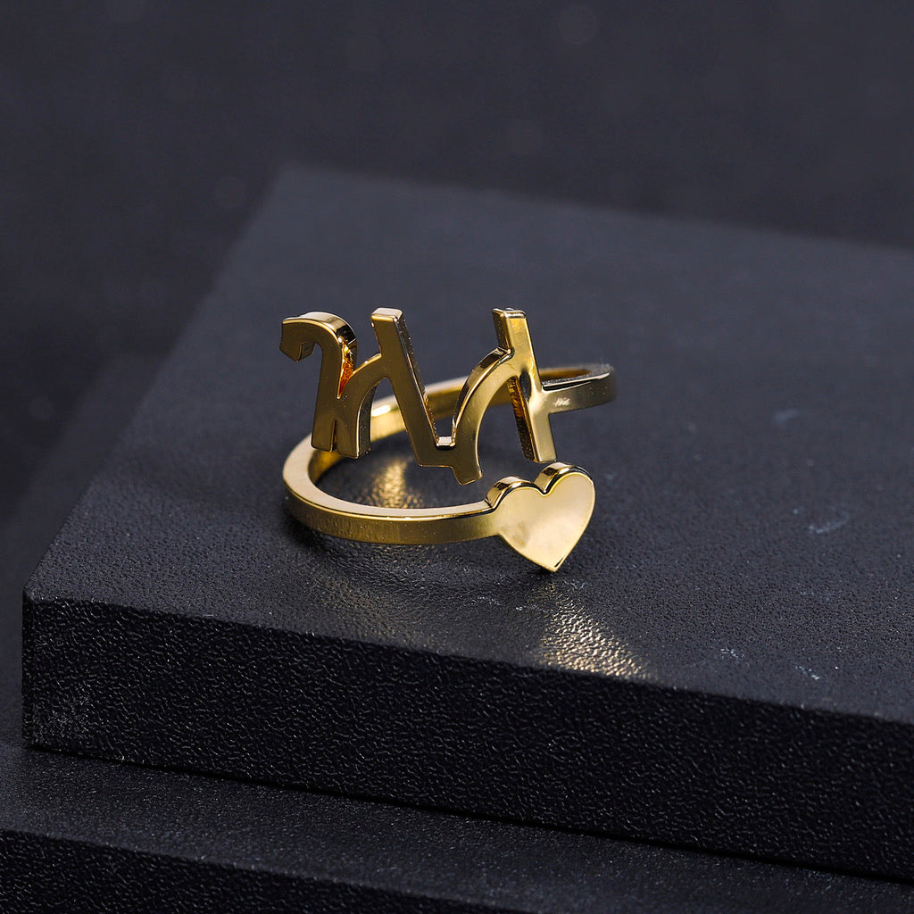 Gold Initial Ring Personalized Ring Writen Letter Ring Gold Letter Ring  BYSDMJEWELS - Etsy Denmark